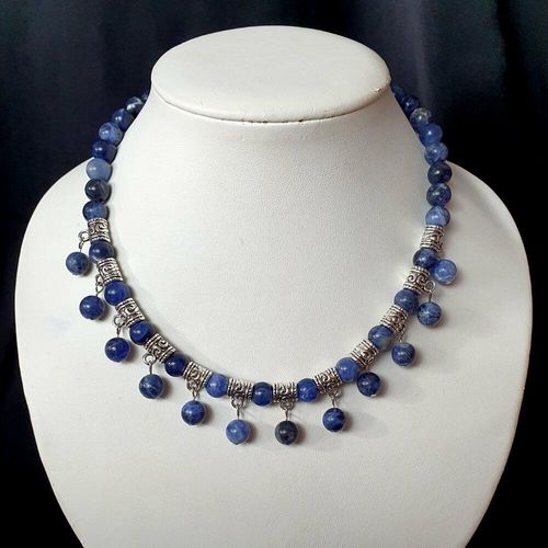 Gemstone Hanger Necklace sodalite necklace making kit — DIY set with beads and instructions for creating handmade jewelry
