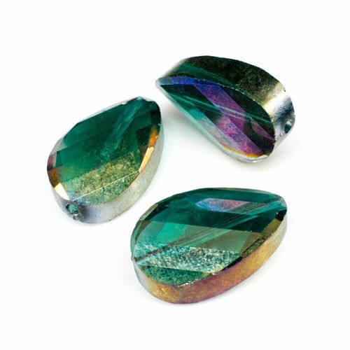 13mm crystal beads teal rainbow, pack of 6 — faceted for jewelry making and beadwork
