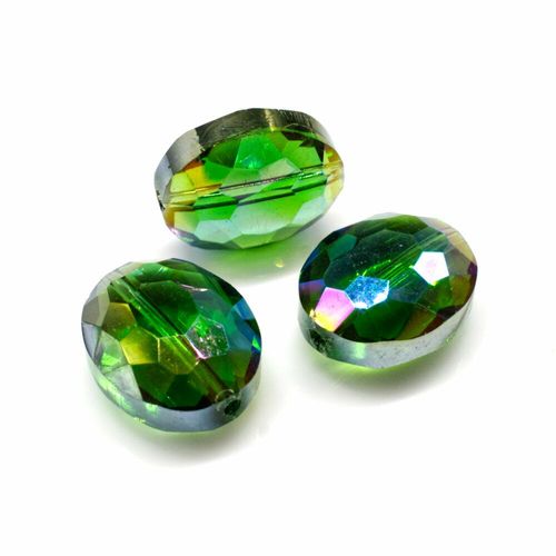 16mm crystal beads green rainbow, pack of 8 — faceted for jewelry making and beadwork
