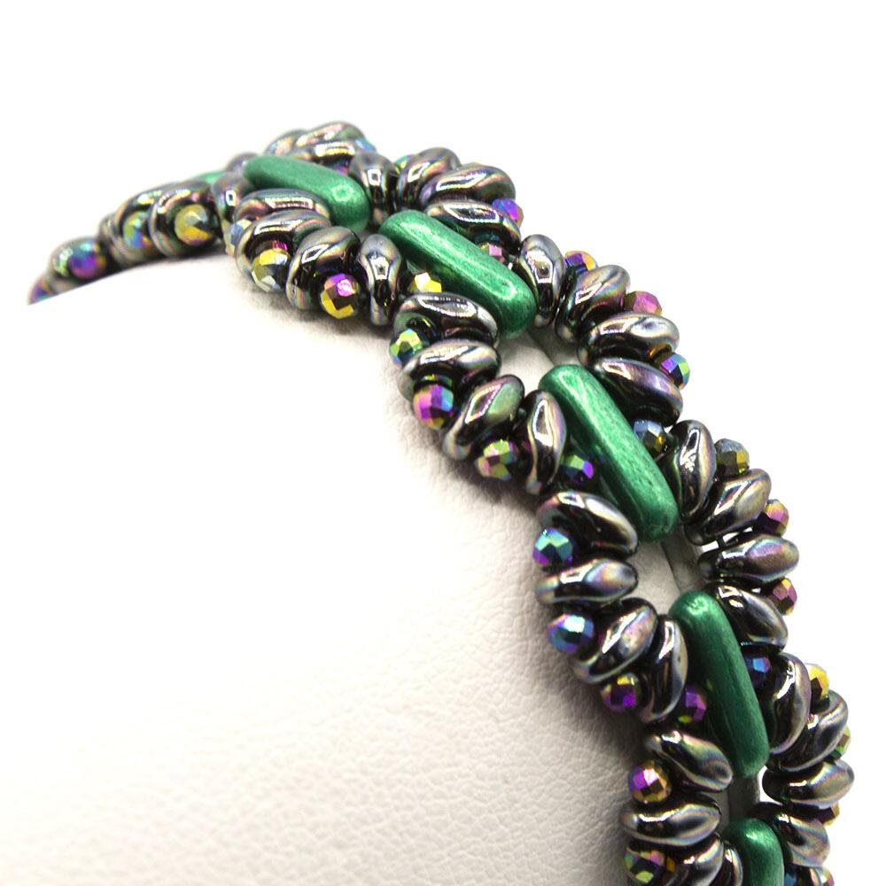 Marguerite Bracelet Makes 2 teal rainbow bracelet making kit — DIY set with beads and instructions for creating handmade jewelry