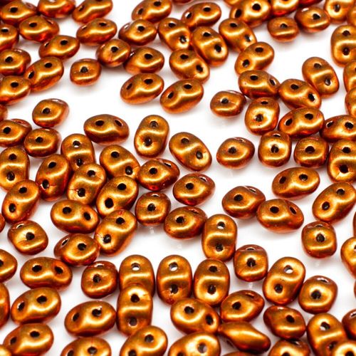 10g Czech glass Rulla beads sat. met. russet orange — two-hole beads for jewelry making and bead weaving