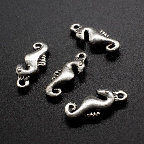 Antique Silver Metal Charm Seahorse 17mm 20pcs for jewellery making