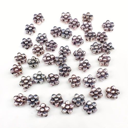 Metal Bead 5 Petal Flower 5.5mm 40pcs Antique Silver for jewellery making