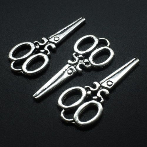 Antique Silver Metal Charm Large Scissors 34mm 8pcs for jewellery making