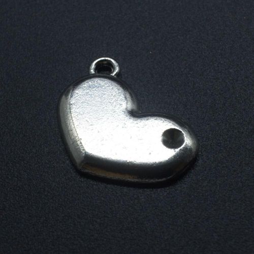 Antique Silver Metal Charm Heart 21mm 6pcs for jewellery making