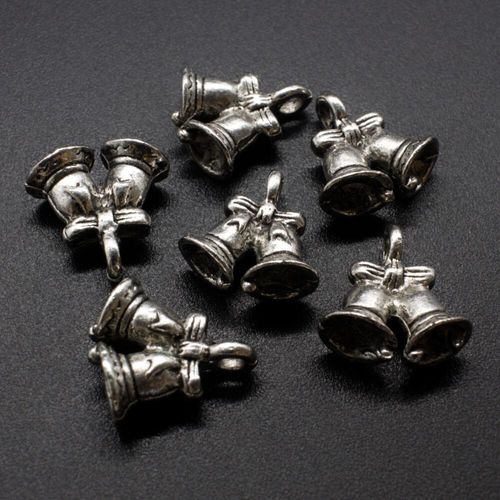 Antique Silver Metal Charm Bells 16mm 10pcs for jewellery making