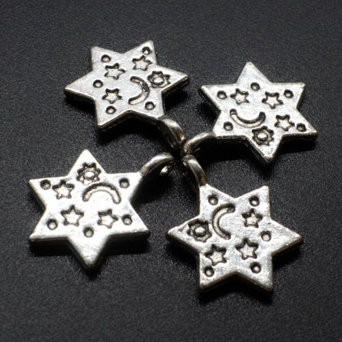 Antique Silver Metal Charm Nightsky Star 14mm 10pcs for jewellery making