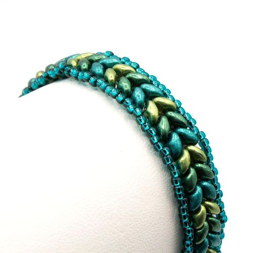 Hannah SuperDuo Bracelet forest teal bracelet making kit — DIY set with beads and instructions for creating handmade jewelry