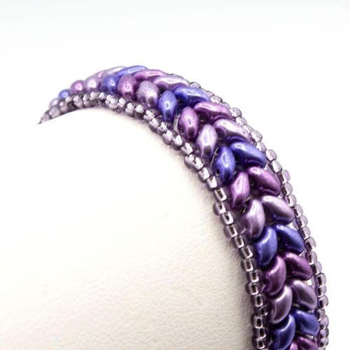 Hannah SuperDuo Bracelet violet tazanite bracelet making kit — DIY set with beads and instructions for creating handmade jewelry