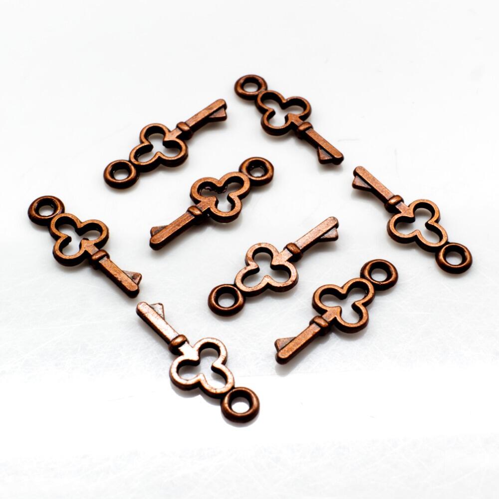Antique Copper Metal Charm Key 16mm 20pcs for jewellery making