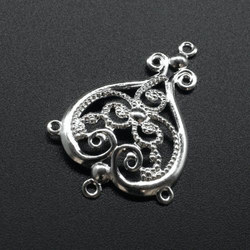 Iron Silver Filigree Connector Drop 3/1 35mm 8pcs for jewellery making