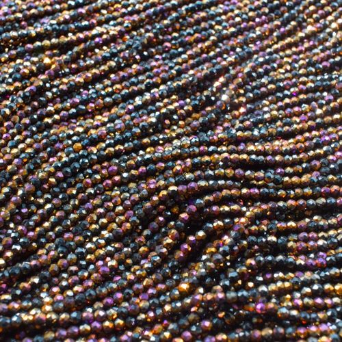 Micro Crystal Round Beads 1.5mm Jet Rainbow for jewellery making