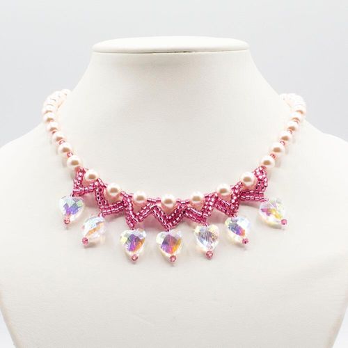 Aimee Necklace crystal pink necklace making kit — DIY set with beads and instructions for creating handmade jewelry