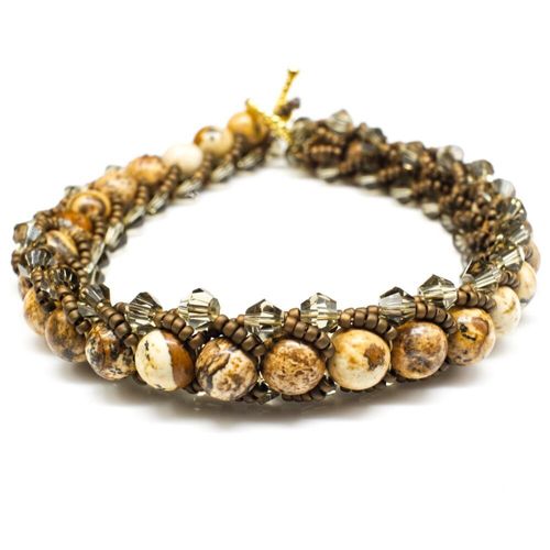 Gemstone Flat Spiral Bracelet Makes 2 picture jasper bracelet making kit — DIY set with beads and instructions for creating handmade jewelry