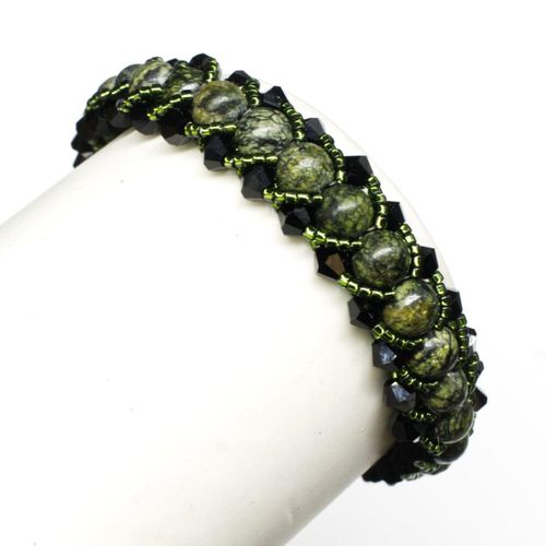 Gemstone Flat Spiral Bracelet Makes 2 serpentine bracelet making kit — DIY set with beads and instructions for creating handmade jewelry