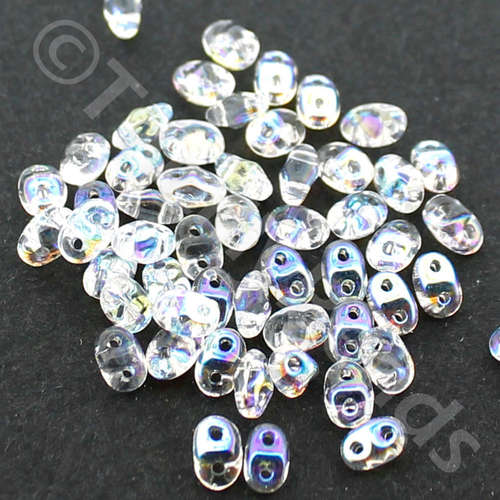 2x4mm 5g Czech glass Rulla beads crystal ab — two-hole beads for jewelry making and bead weaving
