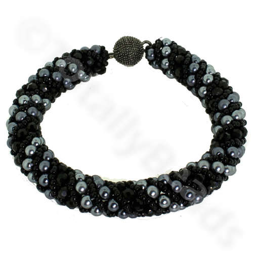 Russian Spiral 2 Necklace Bracelet black shadow bracelet making kit — DIY set with beads and instructions for creating handmade jewelry