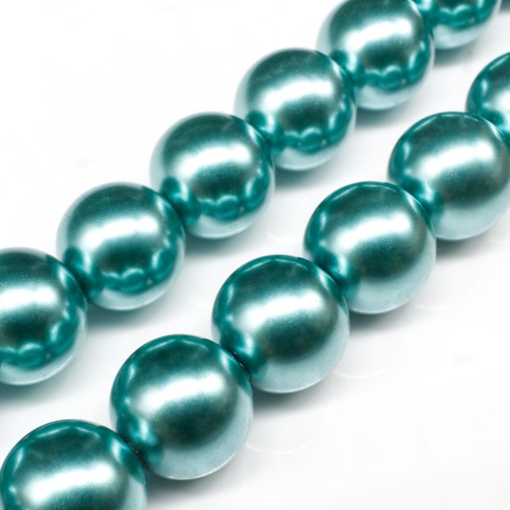 Glass Pearl Round Beads 16mm Dark Turquoise for jewellery making