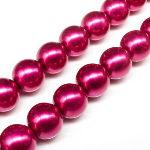 Glass Pearl Round Beads 14mm Light Pink Magenta for jewellery making