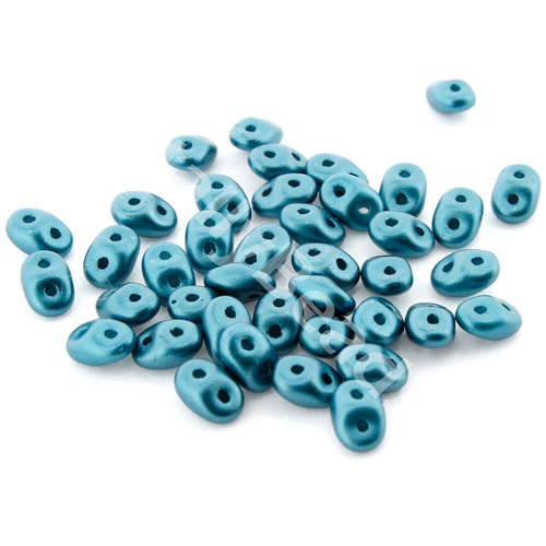 10g Czech glass Rulla beads pearl coat dark teal — two-hole beads for jewelry making and bead weaving