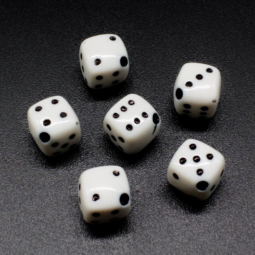 Acrylic Dice Beads 8mm 50pcs White for jewellery making