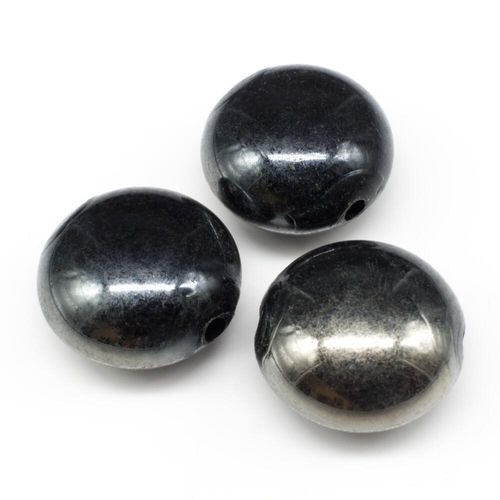 Acrylic Shadow Disc Beads 17mm 10pcs Charcoal for jewellery making
