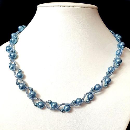 Raea Necklace & Bracelet steel blue bracelet making kit — DIY set with beads and instructions for creating handmade jewelry