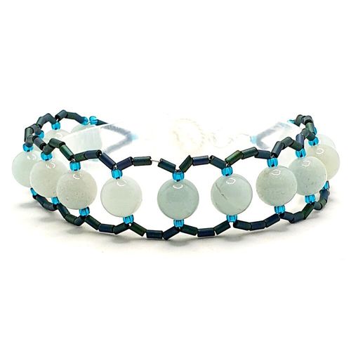 Teresa Gemstone Bugle Bracelets amazonite bracelet making kit — DIY set with beads and instructions for creating handmade jewelry