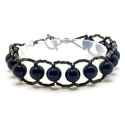 Teresa Gemstone Bugle Bracelets gold obsidian bracelet making kit — DIY set with beads and instructions for creating handmade jewelry