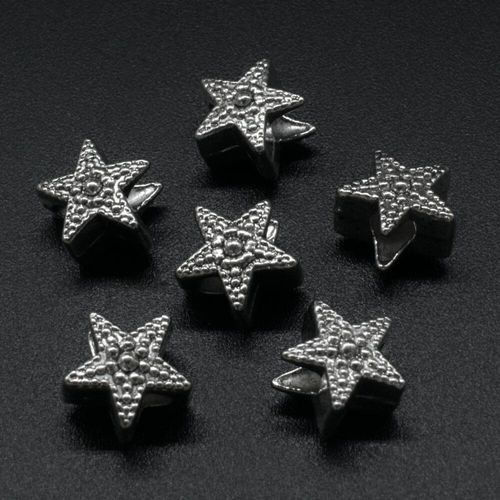 Ant. Silver Charm Bead Star 11mm Large Hole 1pc for jewellery making