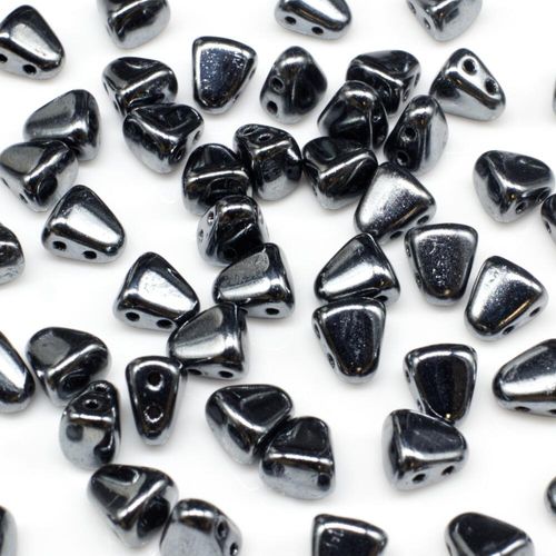 Czech glass Rulla beads bit czech glass beads 30pcs - hematite — two-hole beads for jewelry making and bead weaving