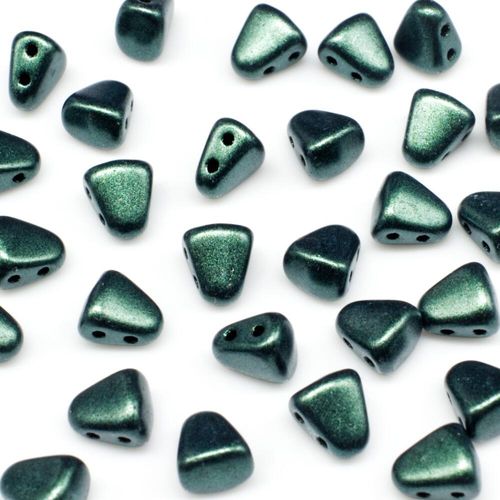 Czech glass Rulla beads bit czech glass beads 30pcs - metallic suede dk forrest — two-hole beads for jewelry making and bead weaving
