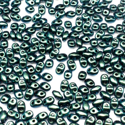 2x4mm 5g Czech glass Rulla beads polychrome aqua teal — two-hole beads for jewelry making and bead weaving