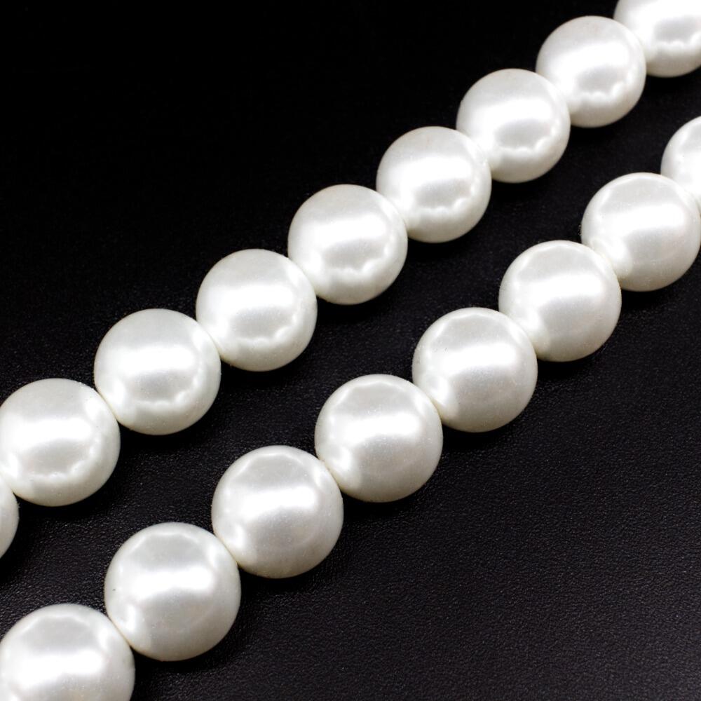 Glass Pearl Round Beads 12mm White for jewellery making