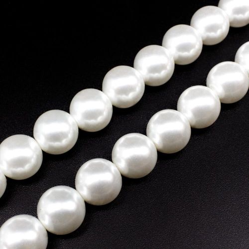Glass Pearl Round Beads 12mm White for jewellery making