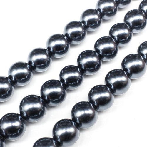 Glass Pearl Round Beads 10mm LT Hematite for jewellery making
