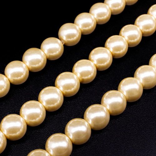 Glass Pearl Round Beads 8mm Light Ivory for jewellery making