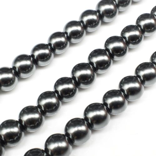 Glass Pearl Round Beads 8mm Dark French Grey for jewellery making