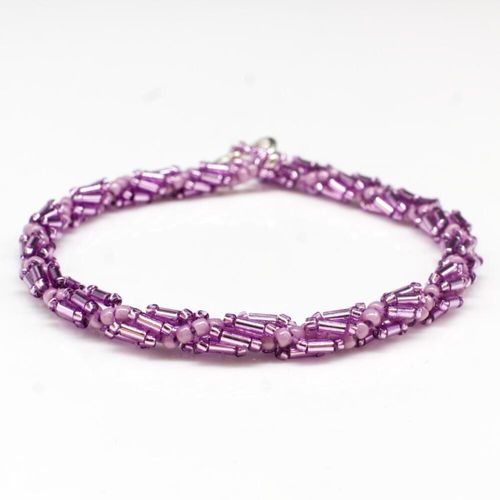 Helix Bugle Bracelets (6) mauve bracelet making kit — DIY set with beads and instructions for creating handmade jewelry