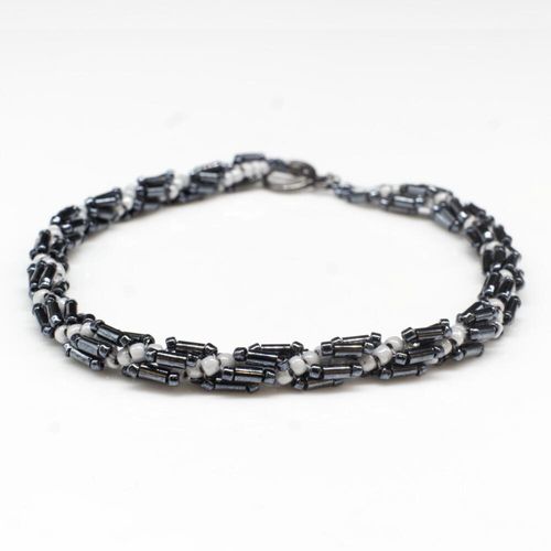 Helix Bugle Bracelets (6) pearl grey bracelet making kit — DIY set with beads and instructions for creating handmade jewelry