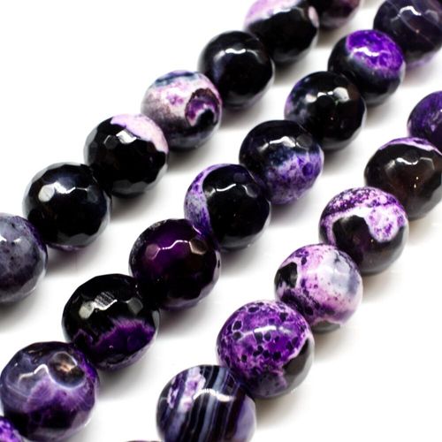 10mm resin druzy bead round black & purple 15" strand — sparkling cabochon-style stone ideal for jewelry making, pendants, and craft designs