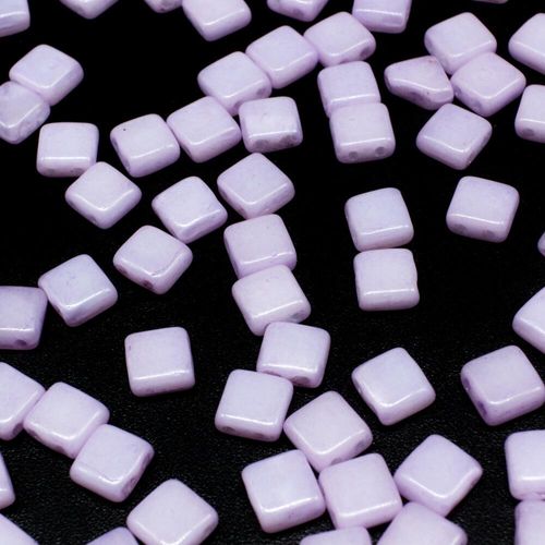 6mm Czech glass glass beads opaque dig lavender — pack of 25, high-quality two-hole beads ideal for jewelry making, bead weaving, and crafts