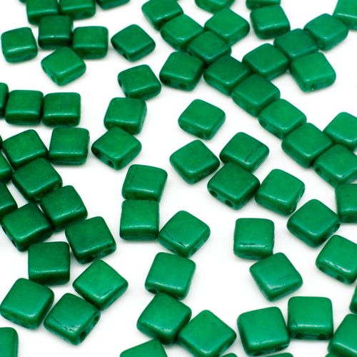 6mm Czech glass glass beads opaque verdigris — pack of 25, high-quality two-hole beads ideal for jewelry making, bead weaving, and crafts
