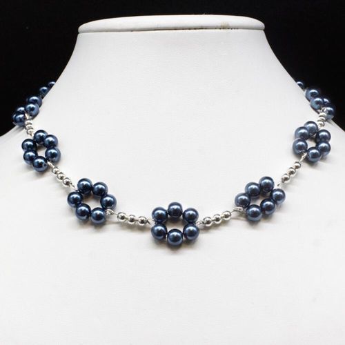 Daisy Chain Necklace space blue necklace making kit — DIY set with beads and instructions for creating handmade jewelry