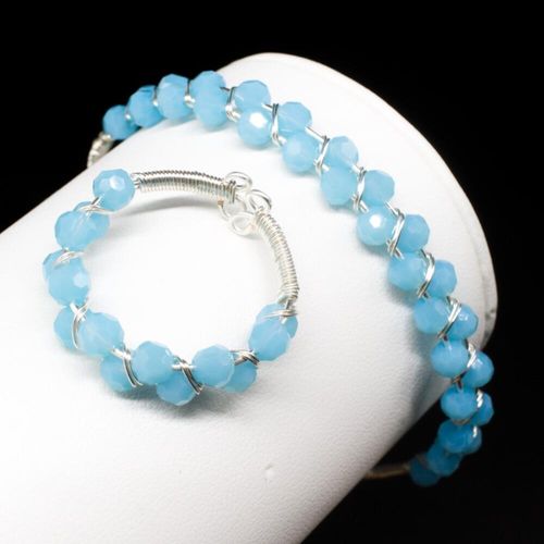 Delia Bangle & Ring baby blue jewelry making kit — DIY set with beads and instructions for creating handmade jewelry