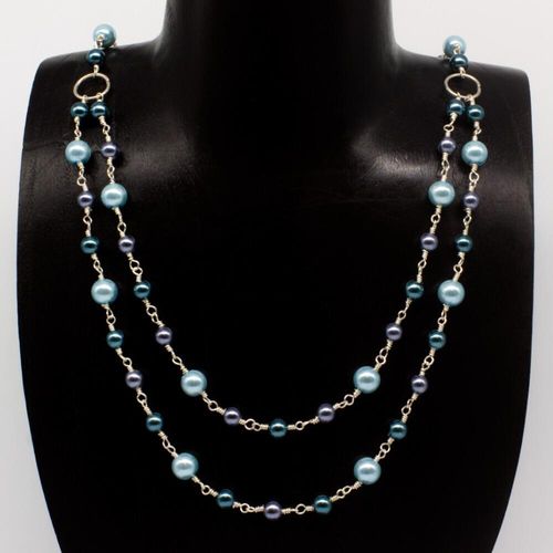 Rosaria Necklace & Bracelet silver blue bracelet making kit — DIY set with beads and instructions for creating handmade jewelry