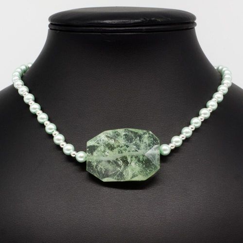 Tessa Necklace sea glass green necklace making kit — DIY set with beads and instructions for creating handmade jewelry
