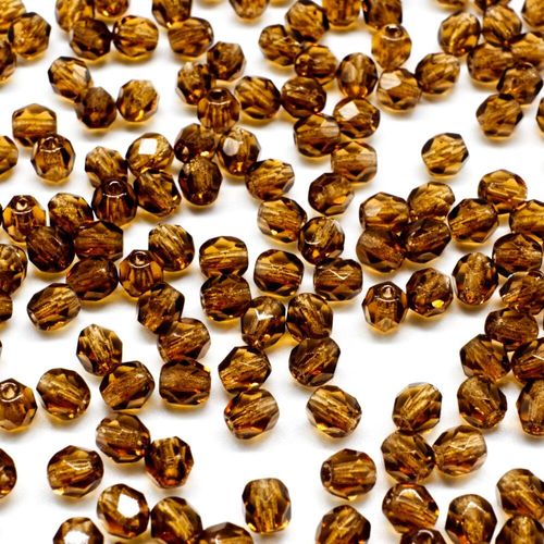 4mm Czech glass fire polished faceted beads smoky topaz — pack of 100, high-quality faceted beads perfect for jewelry making and beadwork…
