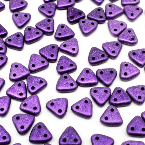 6mm Czech glass glass beads metallic suede purple — pack of 7, high-quality two-hole beads ideal for jewelry making, bead weaving, and cr…