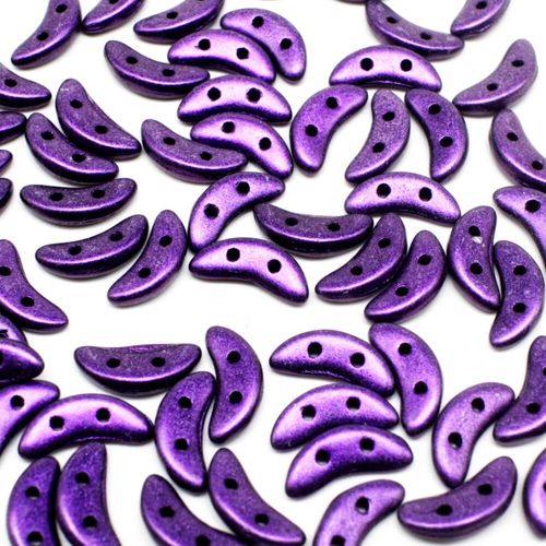 10mm Czech glass glass beads metallic suede purple — pack of 7, high-quality two-hole beads ideal for jewelry making, bead weaving, and c…